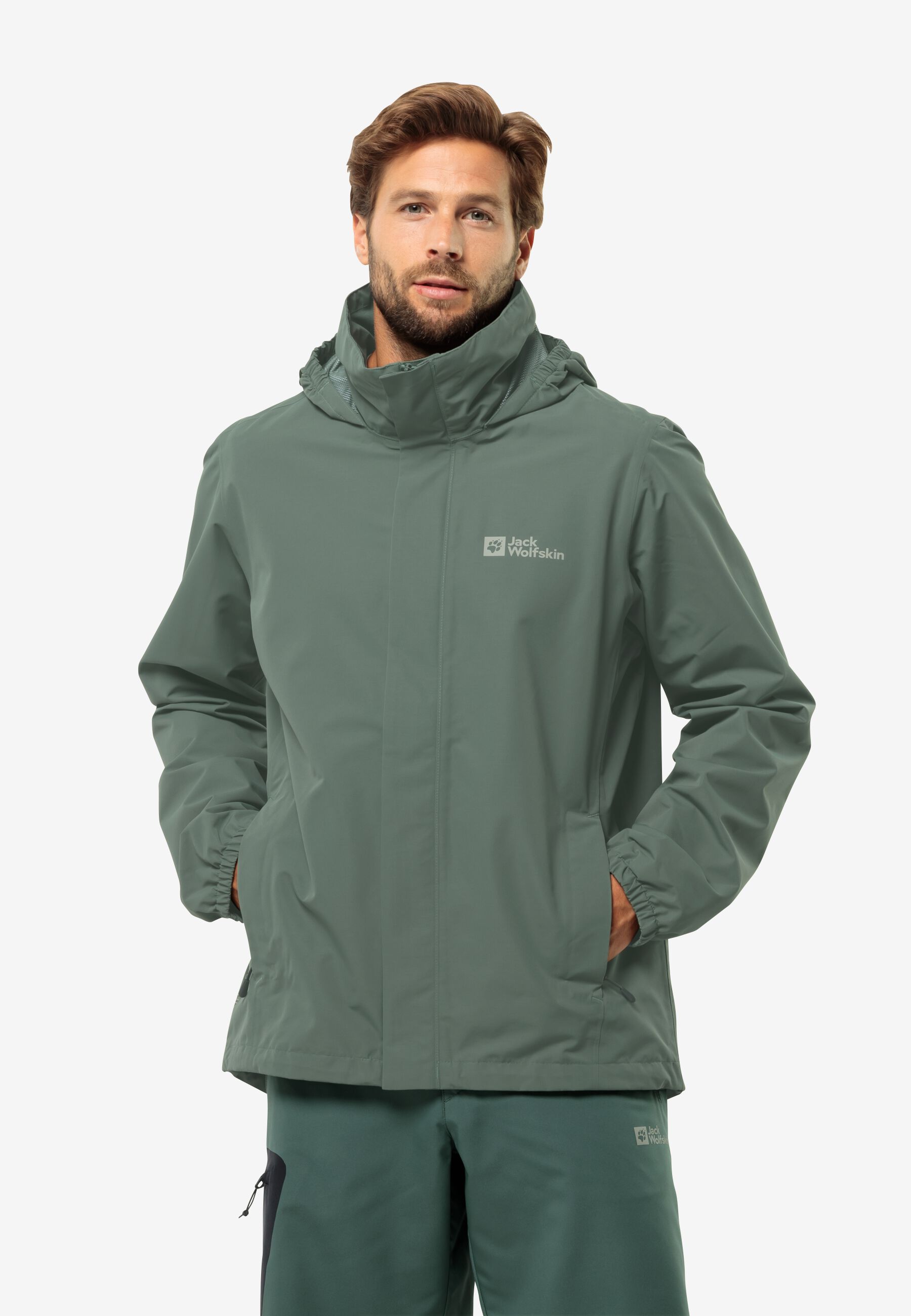 STORMY POINT 2L JKT M Hedge Green XL Men's rain jacket Men's