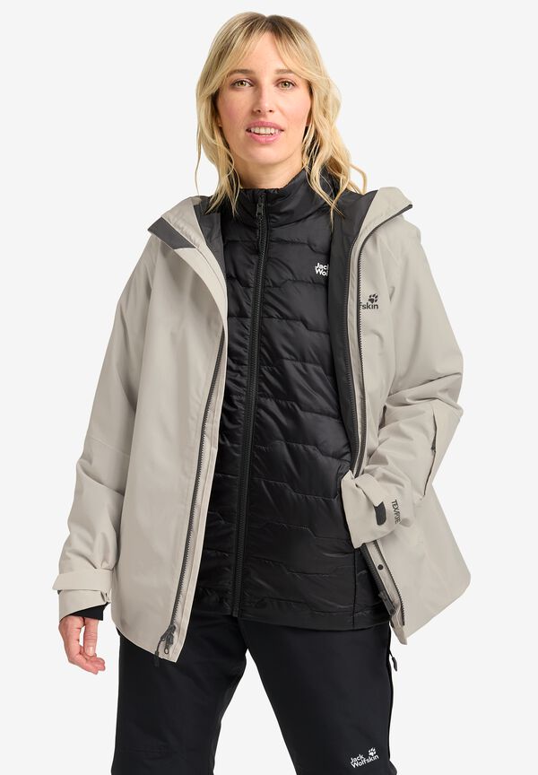 FLOWLINE 3IN1 JKT W pale sand L 3-in-1 ski jacket with RECCO