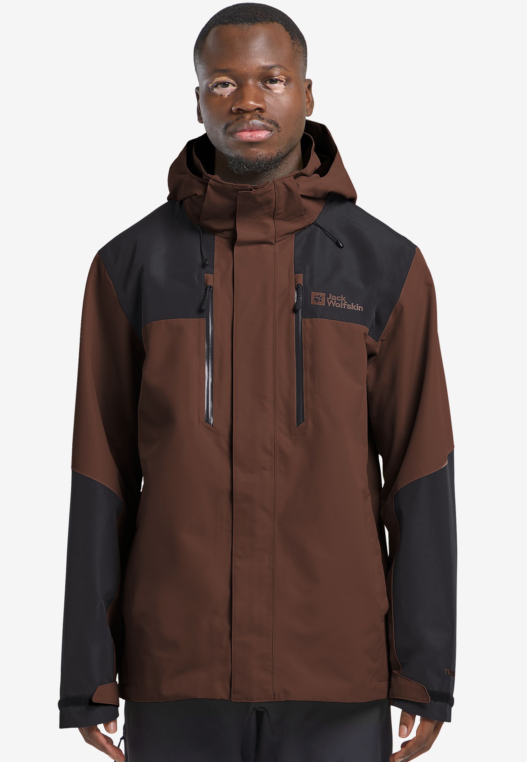 JASPER 2L JKT M hot choc L Men's rain jacket Men's rain jacket