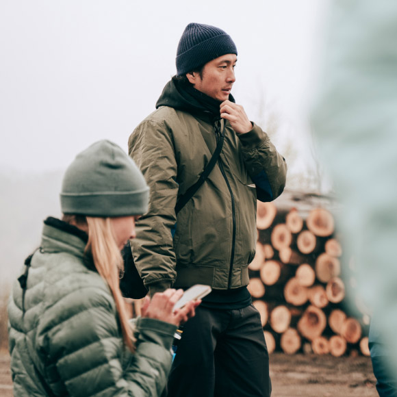 Focus on man with beanie